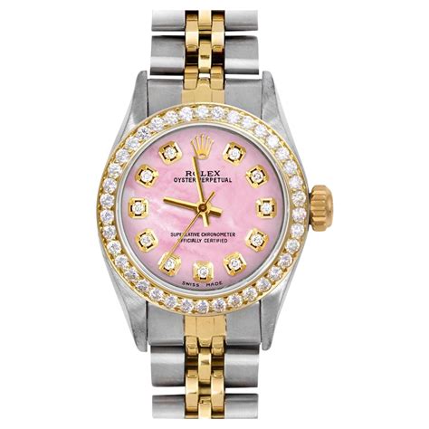 pink face rolex pre owned|pink Rolex watch with diamonds.